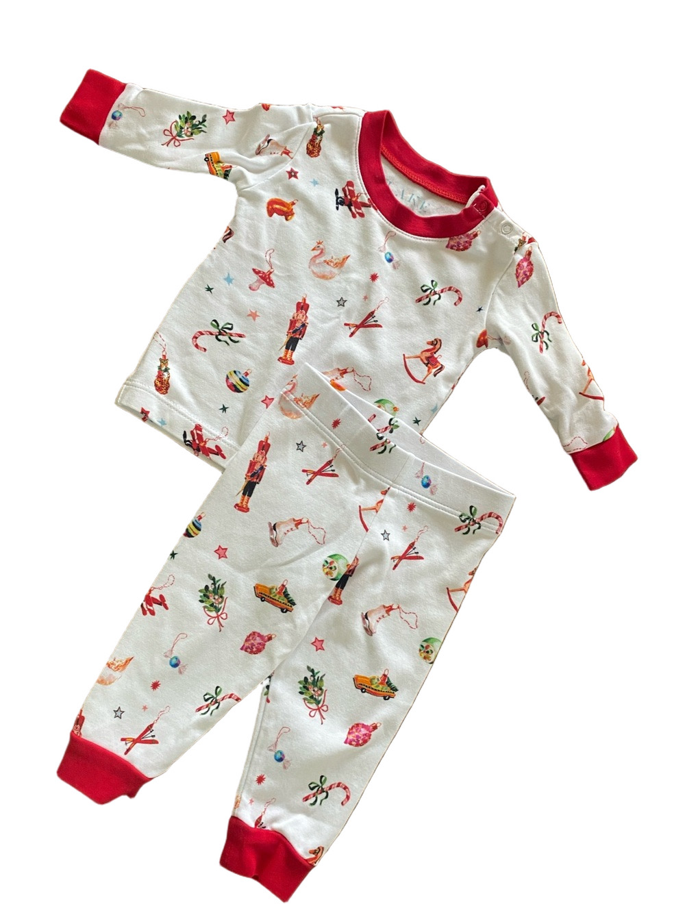 Lake Kids Holiday Print Pajama Set with Red Trim